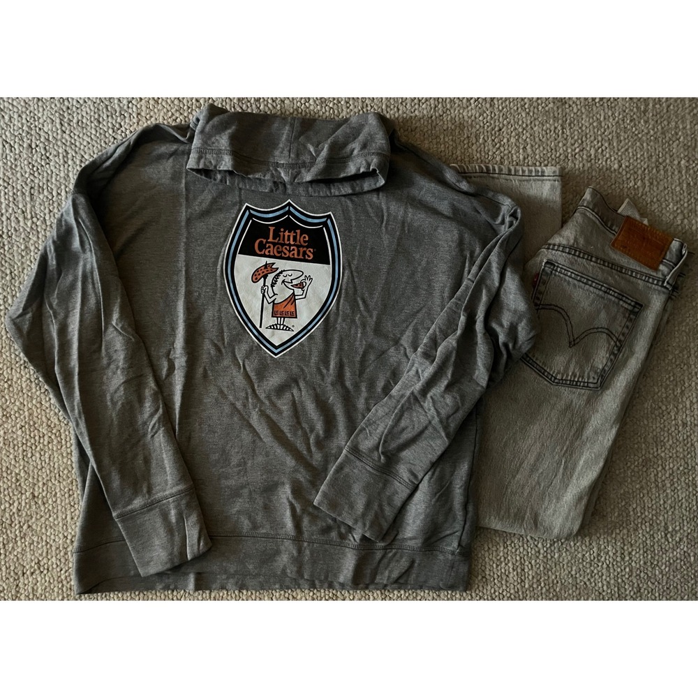 Offline by Aerie Little Caesars Graphic Funnel Neck Sweatshirt Gray Large